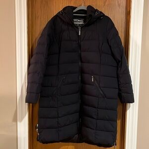Dark navy MK lightweight down jacket with side zipper